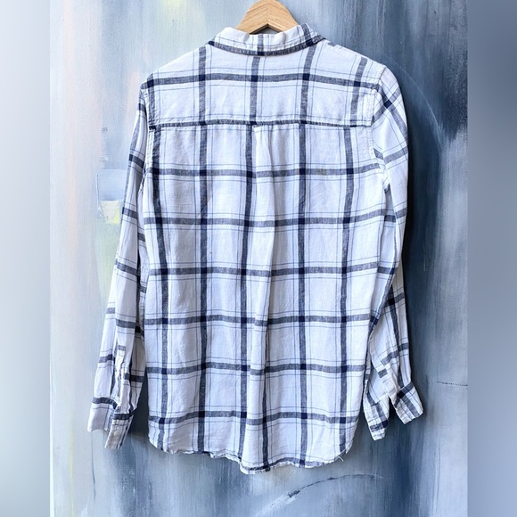 GAP 100% Linen Plaid Button down Shirt XS - Picture 4 of 5